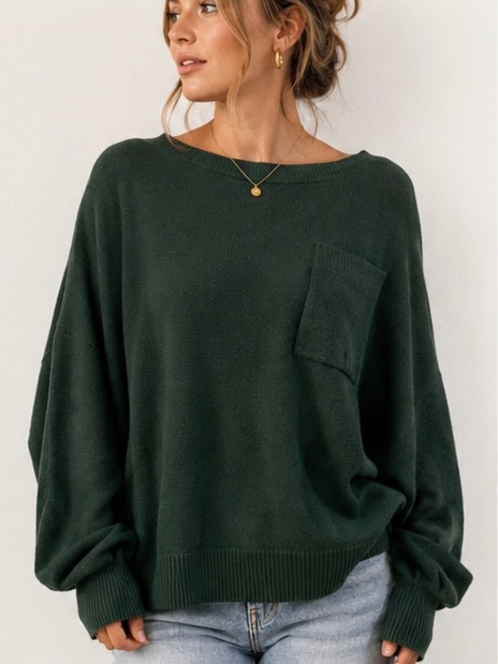 Apricot Green Batwing Sweater Size M Oversized Dolman Knit Top